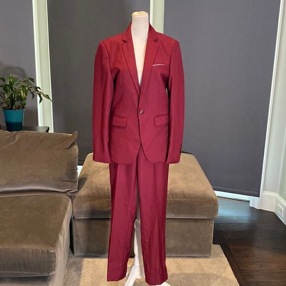 Men’s 2 Piece Suit One Button Notched Lapel Size 32 Jacket 30 Pants **READ - Picture 1 of 12